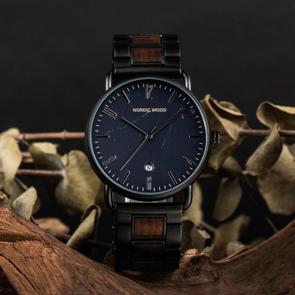 montre-bois-acier-noir