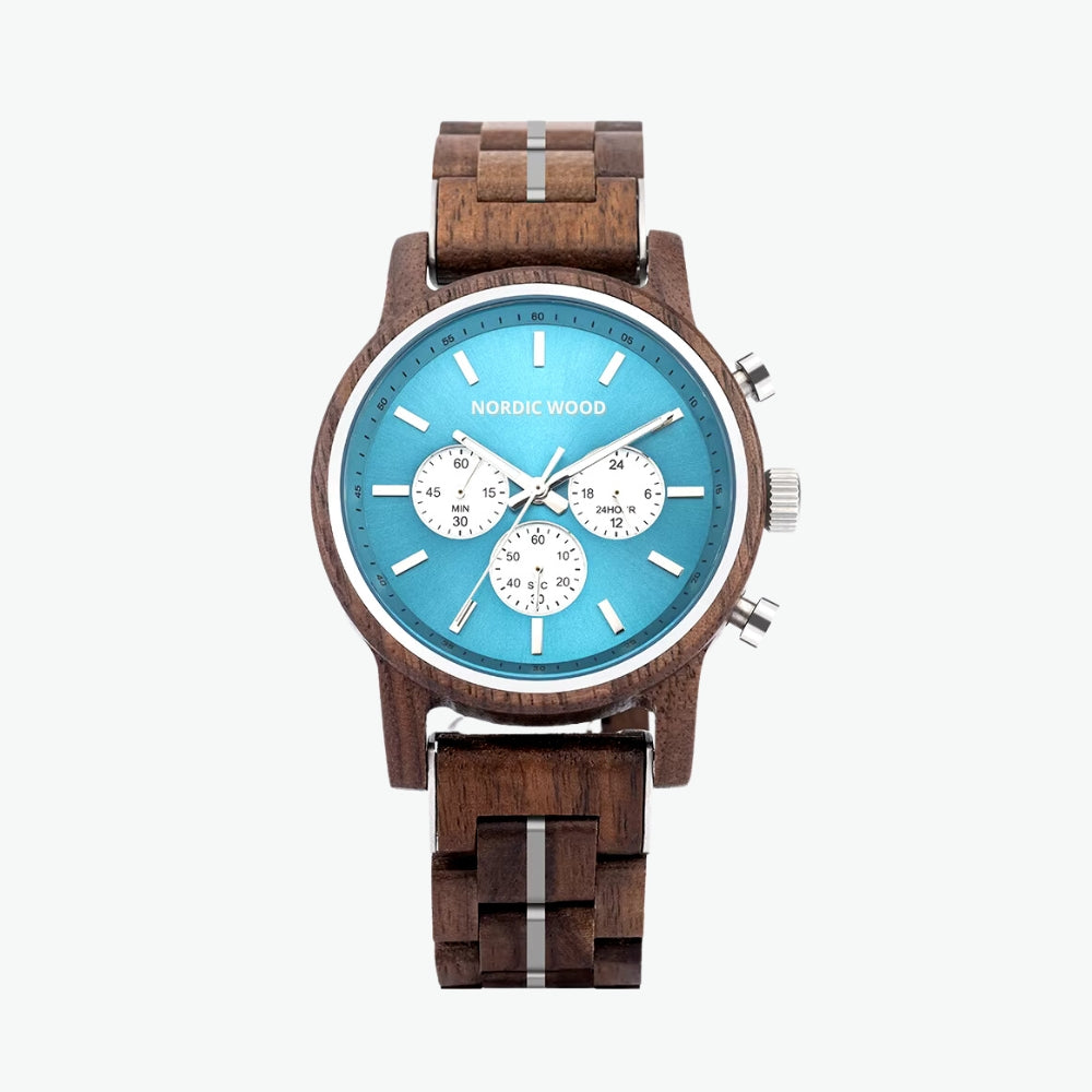 montre bois bleu homme