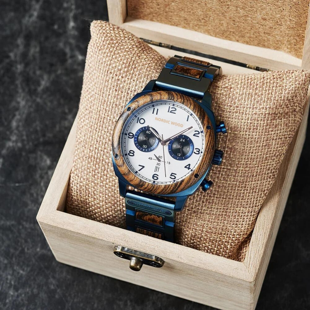 montre-bois-bracelet-bleu