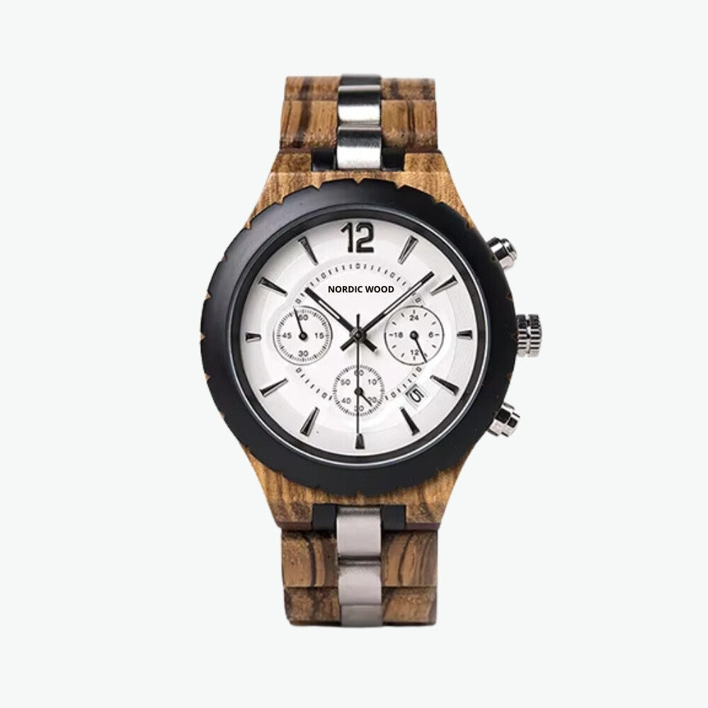 montre bois cadran blanc homme