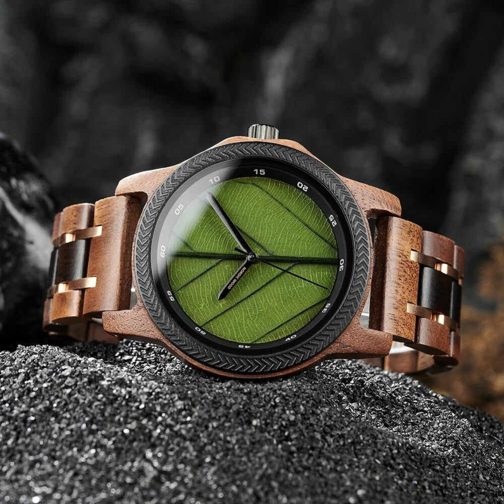 montre-bois-homme-verte